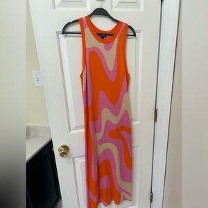 Wild Fable Orange and Pink Patterned Midi Dress